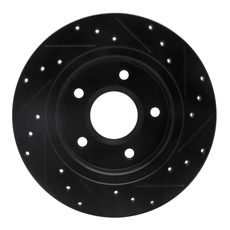 Chrysler Town & Country Brake Rotor (1) - Rear Left - R1 Concepts - Drilled & Slotted - Black - `08-`16